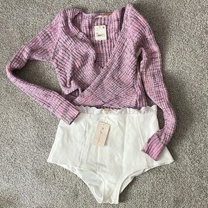 NWT For Love and Lemons Eyelet Lace Trim Bloomer Shorts Micro Shorts